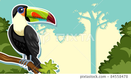 Thumbnail design with toucan bird on branch 84558478