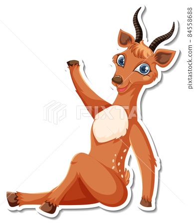 Deer sitting cartoon character sticker Deer sitting cartoon character sticker 84558688