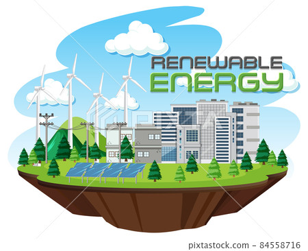 Green energy generated by wind turbine Green energy generated by wind turbine 84558716