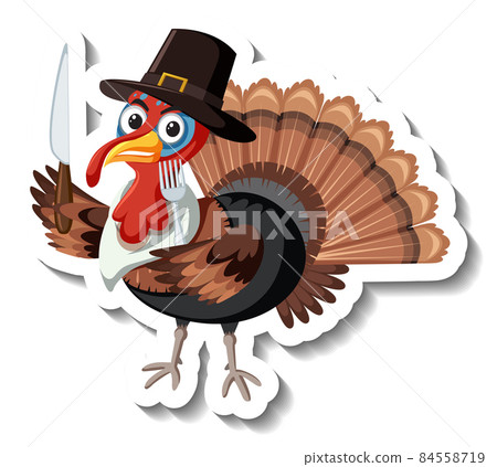 Isolated turkey sticker on white background 84558719