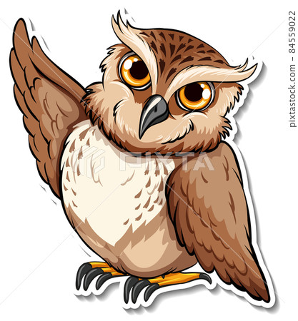 A cute owl cartoon animal sticker A cute owl cartoon animal sticker 84559022