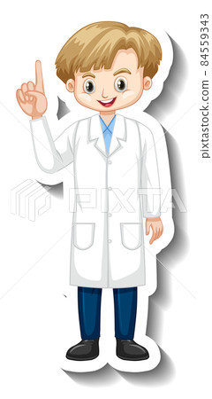 Scientist boy cartoon character sticker 84559343