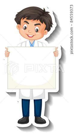 Scientist boy holding empty board cartoon... - Stock Illustration ...