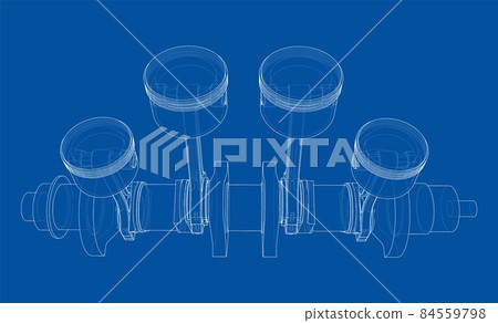 Engine crankshaft with pistons outline 84559798