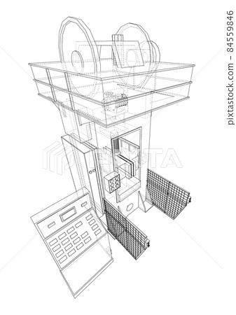 Hydraulic Press. 3d illustration Hydraulic Press. 3d illustration 84559846