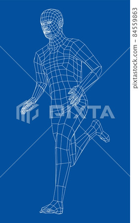 Wireframe running man. 3d illustration 84559863