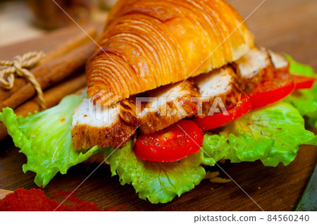 savory croissant brioche bread with chicken breast savory croissant brioche bread with chicken breast 84560240