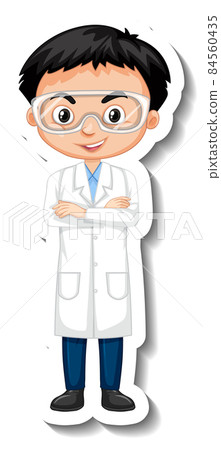 Scientist boy cartoon character sticker 84560435