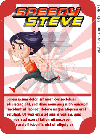 Character game card template with word Speedy Sam 84560671