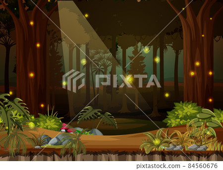 Enchanted forest landscape background - Stock Illustration [84560676 ...