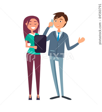 Coworkers in Formal Wear, Lady Manager, Clipboard 84560791