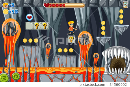 Lava Cave Platformer Game template Lava Cave Platformer Game template 84560902