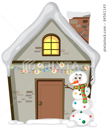 House covered with snow on white background House covered with snow on white background 84561143