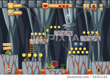 Lava Cave Platformer Game template Lava Cave Platformer Game template 84561184