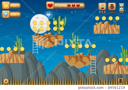 Collecting Coins Platformer Game Template Collecting Coins Platformer Game Template 84561219