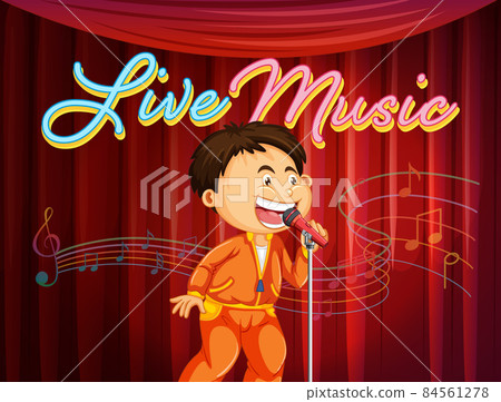 A boy performing singing on stage A boy performing singing on stage 84561278