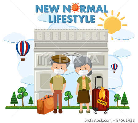 New normal lifestyle with old couple travelling New normal lifestyle with old couple travelling 84561438