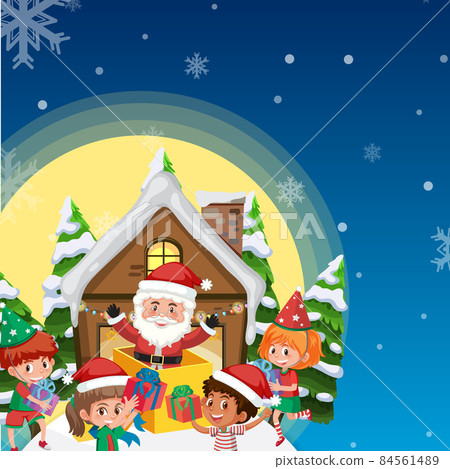 Poster for Christmas with Santa Claus and happy children Poster for Christmas with Santa Claus and happy children 84561489