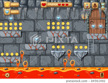 Lava Cave Platformer Game template Lava Cave Platformer Game template 84561492