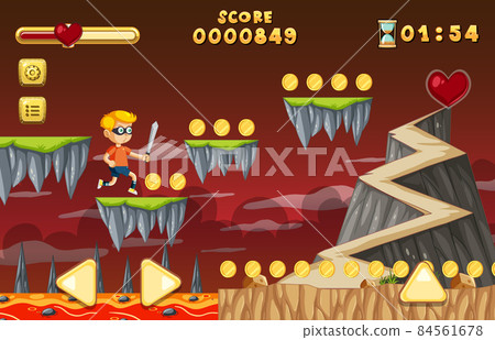 Lava Cave Platformer Game template Lava Cave Platformer Game template 84561678