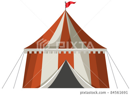 Medieval striped pavillon tent isolated 84561691