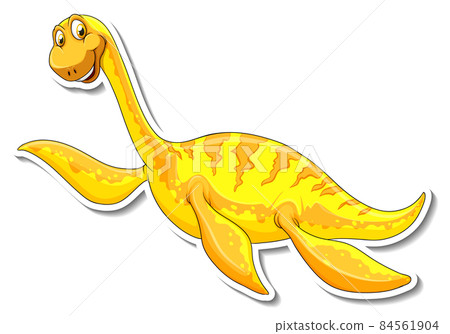 Elasmosaurus dinosaur cartoon character sticker Elasmosaurus dinosaur cartoon character sticker 84561904