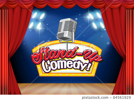 Stand up comedy banner with vintage microphone 84561929