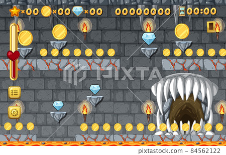 Platformer game template with underground lava theme Platformer game template with underground lava theme 84562122