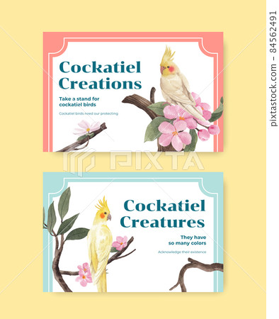 Facebook template with cockatiel bird concept,watercolor style Facebook template with cockatiel bird concept,watercolor style 84562491