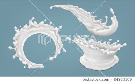 Splash milk liquid set vector. Splash milk liquid set vector. 84563109
