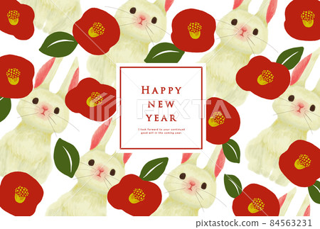 2035 Rabbit New Year's card template 84563231