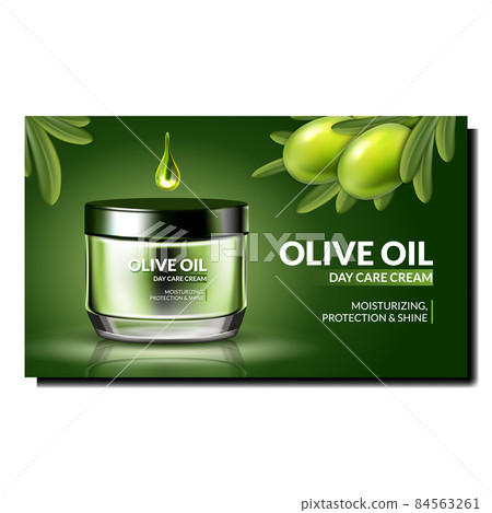 Olive Oil Day Care Cream Promotion Poster Vector 84563261