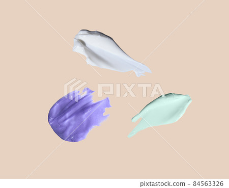 Samples of cream on a uniform background. Samples of cream on a uniform background. 84563326