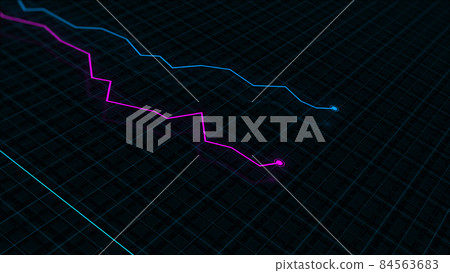 3D rendering of a line graph of a digital income chart 84563683