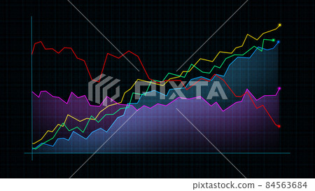 3D rendering of a line graph of a digital income chart 3D rendering of a line graph of a digital income chart 84563684