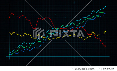 3D rendering of a line graph of a digital income chart 3D rendering of a line graph of a digital income chart 84563686