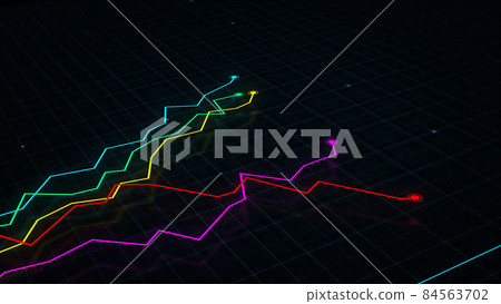3D rendering of a line graph of a digital income chart 3D rendering of a line graph of a digital income chart 84563702