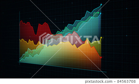 3D rendering of a line graph of a digital income chart 3D rendering of a line graph of a digital income chart 84563708