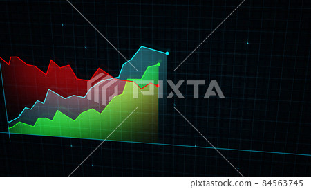 3D rendering of a line graph of a digital income chart 3D rendering of a line graph of a digital income chart 84563745