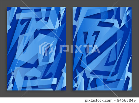 abstract geometric background with blue gradient lines and ice splinter. A4 3D template for cover or presentation. Vector abstract geometric background with blue gradient lines and ice splinter. A4 3D template for cover or presentation. Vector 84563849