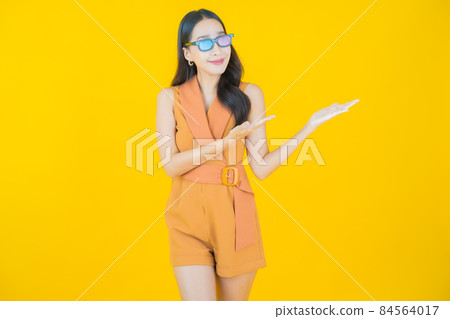 Portrait beautiful young asian woman wear 3d eyeglasses Portrait beautiful young asian woman wear 3d eyeglasses 84564017