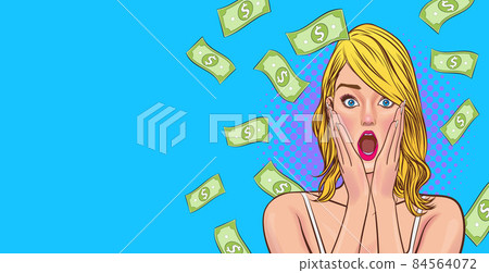 shocked woman open mouth wow Falling Down Money 84564072