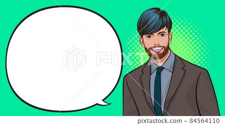 Smiling businessman and speech bubble - Stock Illustration [84564110 ...