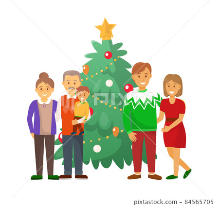 Pine Tree and Family Christmas Holiday Celebration Pine Tree and Family Christmas Holiday Celebration 84565705