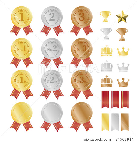 排名圖標素材集的三維獎牌圖 排名圖標素材集的三維獎牌圖 84565914