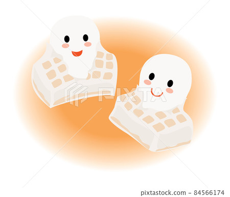 Illustration of two cute rice cakes Illustration of two cute rice cakes 84566174