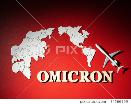 Omicron alphabet letters and world map Coronavirus Omicron strain image 84566599