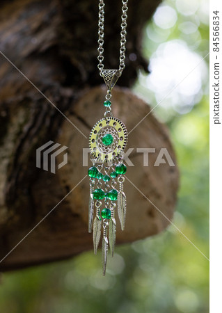 Handmade dream catcher with feathers threads and beads rope hanging Handmade dream catcher with feathers threads and beads rope hanging 84566834