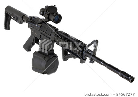M4 assault rifle with optic scope and drum magazine 84567277