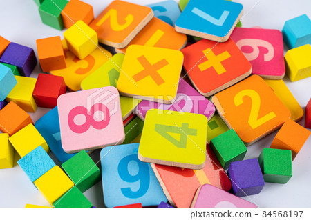 Math number colorful on white background, education study mathematics learning teach concept. Math number colorful on white background, education study mathematics learning teach concept. 84568197
